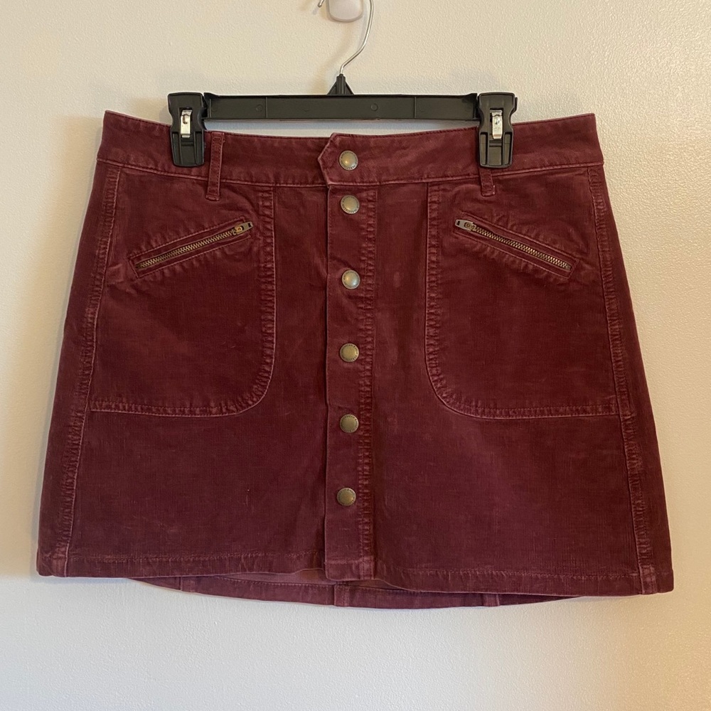 American Eagle Maroon Super Stretch Corduroy Skirt